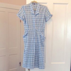 Vintage 1950s blue checkered summer dress